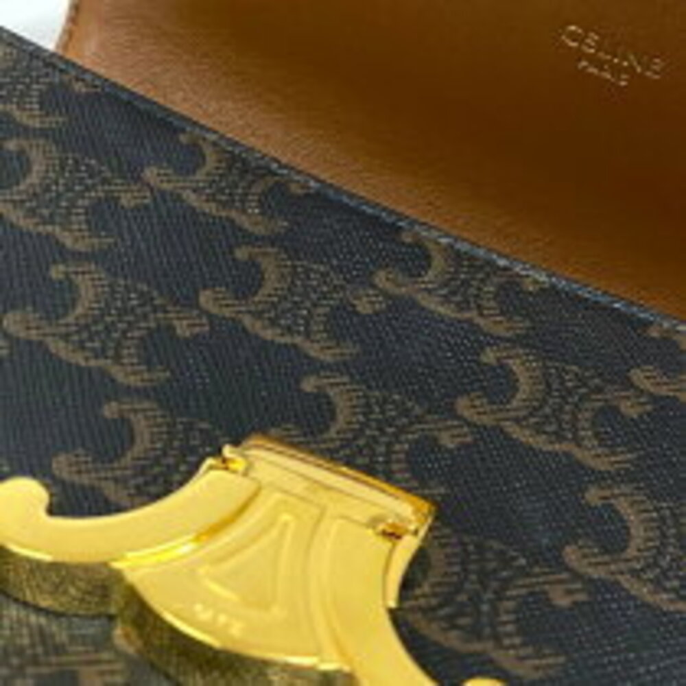 Celine Claude shoulder bag Tan Triomphe canvas - Picture 6 of 11